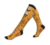 ZTPOWQA Dutch Culture Symbols Map Des Print Travel Running Socks For Men And Women Athletic Socks For Athletes And Long Flights, 3 nero, Taglia unica