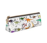 ZTPOWQA Elegante astuccio con stampa di dinosauri e alfabeti, grande capacità, organizer per la scuola e tutti i giorni
