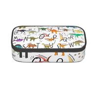 ZTPOWQA Elegante astuccio con stampa di dinosauri e lettere dell'alfabeto, funzionale, elegante, per adolescenti, ragazze, adulti, scuola, università, uso quotidiano