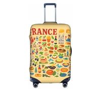 ZTPOWQA Francia Cultura Cibo Stampa Stampa Decorativa Viaggio Copertura Dei Bagagli Nascosto Cerniera Valigia Anti Graffio Antipolvere, bianco, XL