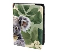 ZTPOWQA Green Leaf Koala Print - Custodia a portafoglio in pelle per passaporto e documenti di viaggio, per uomo e donna, Nero , taglia unica