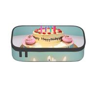 ZTPOWQA Happy Birthday Big Cake Print Astuccio funzionale elegante per adolescenti ragazze adulti scuola università uso quotidiano