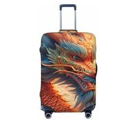 ZTPOWQA Magico Drago Stampa Lavabile Valigia Copertura Personalizzata Bagagli Protector Viaggio Elastico Anti Graffio, Nero , S
