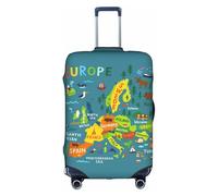 ZTPOWQA Mappa dell'Europa con stampa colorata copertura decorativa per bagagli da viaggio con cerniera nascosta valigie antigraffio antipolvere, bianco, S