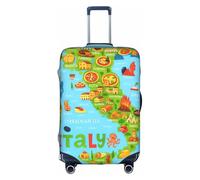 ZTPOWQA Mappa dell'Italia con Icone Cibo Stampa Decorativa Copertura Dei Bagagli Da Viaggio Nascosta Con Cerniera Nascosto Valigi, bianco, S