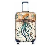 ZTPOWQA Meduse Modello Stampa Decorativo Viaggio Bagagli Copertura Nascosto Cerniera Valigie Anti Graffio Antipolvere, bianco, S