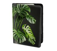ZTPOWQA Monstera Deliciosa Banana Palm Print Uomini Donne Passaporto Viaggio Documento Elegante Custodia in Pelle Sicuro Accessorio, Nero , taglia unica