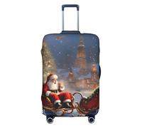 ZTPOWQA Natale Babbo Natale Stampa Decorativo Viaggio Bagagli Copertura Nascosto Cerniera Valigie Anti Graffio Antipolvere, bianco, S