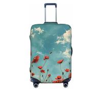ZTPOWQA Papaveri su cielo blu stampa lavabile valigia copertura personalizzata bagagli protezione viaggio elastico antigraffio, Nero , M