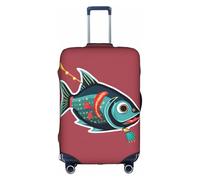 ZTPOWQA Pesce con un Lure Stampa Decorativo Viaggio Bagagli Copertura Nascosto Cerniera Nascosto Valigie Anti Graffio Antipolvere, bianco, S