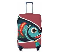 ZTPOWQA Pesce con un'esca Stampa Lavabile Valigia Copertura Personalizzata Bagagli Protector Viaggio Elastico Anti Graffio, Nero , S