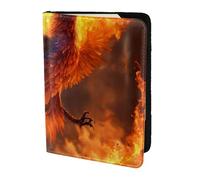 ZTPOWQA Phoenix Print - Custodia a portafoglio in pelle per passaporto e documenti di viaggio, con stampa di fenici, Nero , taglia unica