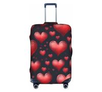 ZTPOWQA Romantico Cuore Rosso Stampa Decorativo Viaggio Bagagli Copertura Nascosto Cerniera Valigie Anti Graffio Antipolvere, bianco, L