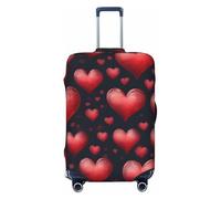 ZTPOWQA Romantico Cuore Rosso Stampa Lavabile Valigia Copertura Personalizzata Bagagli Protector Viaggio Elastico Anti Graffio, Nero , XL