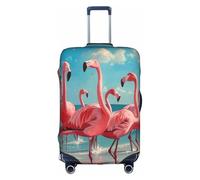 ZTPOWQA Stormo di fenicotteri rosa sulla spiaggia stampa decorativa viaggio bagagli copertura nascosta valigia antigraffio antipolvere, bianco, L