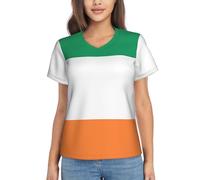 ZTPOWQA Top estivo da donna con stampa bandiera irlandese, casual ma elegante, a maniche corte, in poliestere, Nero , 3XL
