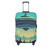 ZTPOWQA Universo Pianeta Stampa Lavabile Valigia Copertura Personalizzata Bagagli Protector Viaggio Elastico Anti Graffio, Nero , L