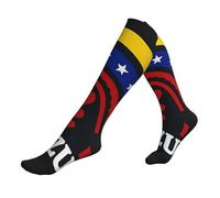 ZTPOWQA Venezuela Rain Print Travel Running Socks per uomini e donne calzini atletici per atleti e lunghi voli, 3 nero, Taglia unica