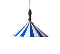 ZTTECH 30cm Lampada a Sospensione Vintage con Strisce in Ceramica Attacco E27 Base in Legno Altezza Regolabile Lampada Moderna per Soggiorno Camera da Letto Cucina Sala da Pranzo Caffè (Blu)