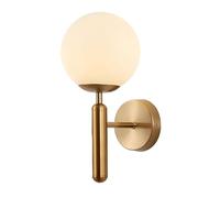ZTTECH Applique da parete a sfera in vetro bianco da 150 mm, globo di vetro bianco con applique da parete in ottone dorato (Ottone Oro)