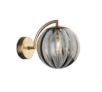 ZTTECH Applique da parete a sfera in vetro Grigio, globo in vetro Grigio con lampada da parete a base dorata per comodino (Grigio)