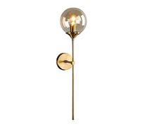 ZTTECH Applique da parete industriale vintage, globo in vetro ambrato con lampada da parete in oro a braccio lungo, applique da comodino in oro (Ambra)