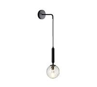 ZTTECH Globo in vetro trasparente da 150 mm e metallo nero Applique da parete Lampada da parete a goccia per comodino (Vetro trasparente e metallo nero)