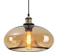 ZTTECH Lampada a Sospensione in Vetro Ambra 28 cm Stile Industriale Vintage Regolabile per Cucina Camera da Letto Sala da Pranzo Compatibile con Lampadina E27 (Ambra)