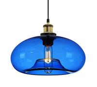 ZTTECH Lampada a Sospensione in Vetro Blu 28 cm Stile Industriale Vintage Regolabile per Cucina Camera da Letto Sala da Pranzo Compatibile con Lampadina E27 (Blu)