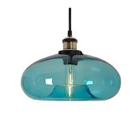 ZTTECH Lampada a Sospensione in Vetro Blu 28 cm Stile Industriale Vintage Regolabile per Cucina Camera da Letto Sala da Pranzo Compatibile con Lampadina E27 (azzurro cielo)