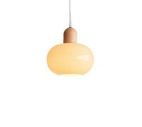 ZTTECH Lampada a Sospensione in Vetro e Legno di Gomma 20cm E27 con Altezza Regolabile per Camera Soggiorno Cucina (22cm)