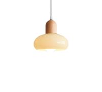 ZTTECH Lampada a Sospensione in Vetro e Legno di Gomma 20cm E27 con Altezza Regolabile per Camera Soggiorno Cucina (19cm)