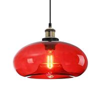ZTTECH Lampada a Sospensione in Vetro Rosso 28 cm Stile Industriale Vintage Regolabile per Cucina Camera da Letto Sala da Pranzo Compatibile con Lampadina E27 (Rosso)