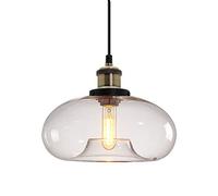 ZTTECH Lampada a Sospensione in Vetro Trasparente 28 cm Stile Industriale Vintage Regolabile per Cucina Camera da Letto Sala da Pranzo Compatibile con Lampadina E27 (Trasparente)