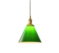 ZTTECH Lampada a Sospensione Vintage Vetro Verde Smeraldo Ottone E27 per Cucina Sala da Pranzo Isola Bar Camera da Letto (1-Luce)