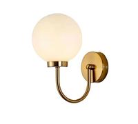 ZTTECH Lampada da parete a sfera di vetro bianco lucido, 150 mm, sfera di vetro bianco con base dorata, lampada da parete in stile medievale per comodino (oro)