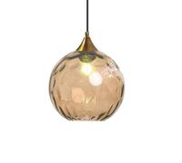 ZTTECH Lampada Sospensione Vetro Ambra 200 mm Stile Vintage Supporto Metallo Dorato Bronzo Attacco E27 Lampada Soffitto Isola Cucina Sala Pranzo Camera Letto Soggiorno (Ambra, 200mm)