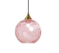 ZTTECH Lampada Sospensione Vetro Rosa 200 mm Stile Vintage Supporto Metallo Dorato Bronzo Attacco E27 Lampada Soffitto Isola Cucina Sala Pranzo Camera Letto Soggiorno (Rosa, 200mm)