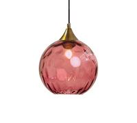 ZTTECH Lampada Sospensione Vetro Rosso 200 mm Stile Vintage Supporto Metallo Dorato Bronzo Attacco E27 Lampada Soffitto Isola Cucina Sala Pranzo Camera Letto Soggiorno (Vino rosso, 200mm)