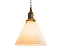 ZTTECH Lampadario in Vetro Bianco Attacco E27 con Base in Ottone Cavo Regolabile 150cm Diametro 18cm per Camera Cucina Sala da Pranzo Corridoio