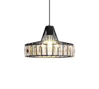 ZTTECH Lampadario Moderno in Cristallo e Metallo Altezza Regolabile Attacco E27 Compatibile con Lampadine Dimmerabili per Cucina Sala da Pranzo Camera da Letto (Nero, 32cm)