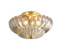 ZTTECH Plafoniera in Vetro Cristallo 30CM Stile Vintage Montaggio a Soffitto Base in Metallo Dorato 3 Luci Attacco E27 per Soggiorno Camera Corridoio Sala da Pranzo