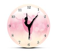 ZTTXMINGX Arredamento camera da letto ragazza balletto ragazza principessa rosa orologio da parete orologio da parete ragazza danzante ballerina orologio da ballo con gamba mobile -30cm