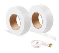 ZTVOWTO 2 Pezzi Orlo Svelto, Nastro Biadesivo per Tessuti, Adesivo per Tessuti per Gonne, Cuscini, Jeans e Tende, Larghezza 2cm * Lunghezza 24 Metri con Metro a Nastro(Bianco)