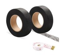 ZTVOWTO 2 Pezzi Orlo Svelto, Nastro Biadesivo per Tessuti, Adesivo per Tessuti per Gonne, Cuscini, Jeans e Tende, Larghezza 2cm * Lunghezza 24 Metri con Metro a Nastro(Nero)