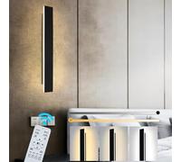 ZTWLEED Applique da Parete Interno Dimmerabile,12W LED Lampada da Parete con Telecomando 2.4GHz,Applique da parete Moderno Lunga per Soggiorno Camera da Letto Scala Corridoi Nero 40CM 110-240V