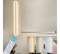 ZTWLEED Applique da Parete Interno Dimmerabile,22W LED Lampada da Parete con Telecomando 2.4GHz,Applique da parete Moderno Lunga per Soggiorno Camera da Letto Scala Corridoi Bianco 60CM 110-240V