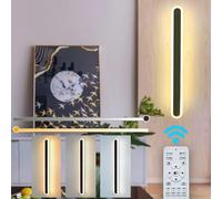 ZTWLEED Applique da Parete Interno Dimmerabile,22W LED Lampada da Parete con Telecomando 2.4GHz,Applique da parete Moderno Lunga per Soggiorno Camera da Letto Scala Corridoi Nero 60CM 110-240V