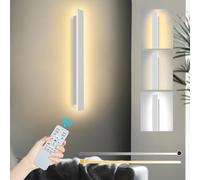 ZTWLEED Applique da Parete Interno Dimmerabile,22W LED Lampada da Parete con Telecomando 2.4GHz,Applique da parete Moderno Lunga per Soggiorno Camera da Letto Scala Corridoi Bianco 60CM 110-240V