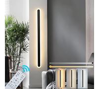 ZTWLEED Applique da Parete Interno Dimmerabile,32W LED Lampada da Parete con Telecomando 2.4GHz,Applique da parete Moderno Lunga per Soggiorno Camera da Letto Scala Corridoi Nero 80CM 110-240V